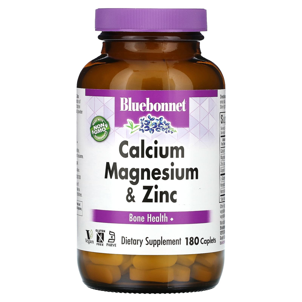 Bluebonnet Nutrition, кальций, магний и цинк, 180 капсул