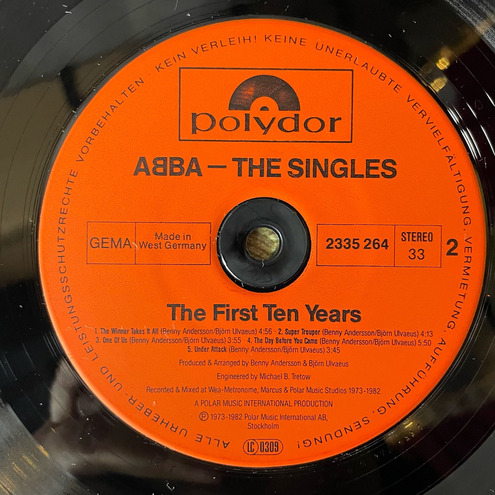 Винтажная виниловая пластинка LP ABBA АББА The Singles (The First Ten Years) (Германия 1982)