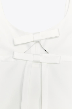 ZARA ТОП С ВЫРЕЗАМИ И БАНТАМИ, ЖЕЛТОВАТО-БЕЛЫЙ