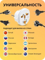 Универсальный сетевой адаптер для розетки Китай, Япония, Европа / Переходник с китайской вилки на российскую