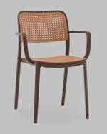 Стул Yona пластиковый с подлокотниками коричневый