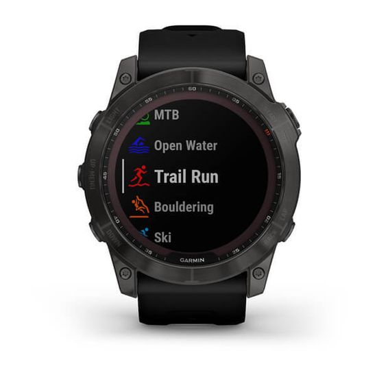 Умные часы Garmin Fenix 7X Sapphire Solar титановый угольно-серый DLC с силиконовым ремешком