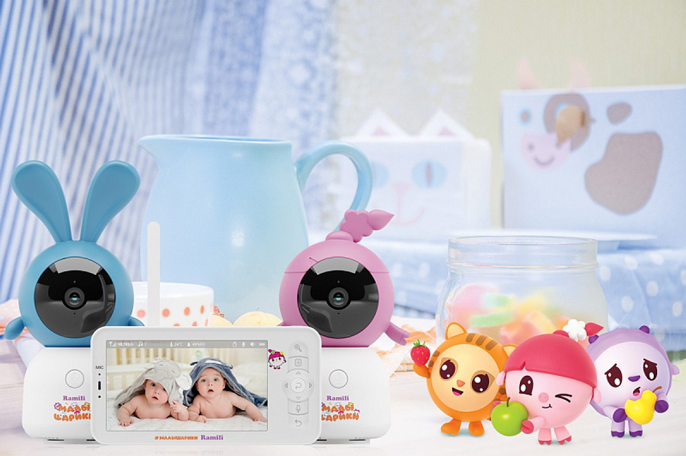 Видеоняня Ramili Baby RV100X2NUSHAKROSH Нюша и Крошик, Малышарики, с креплениями