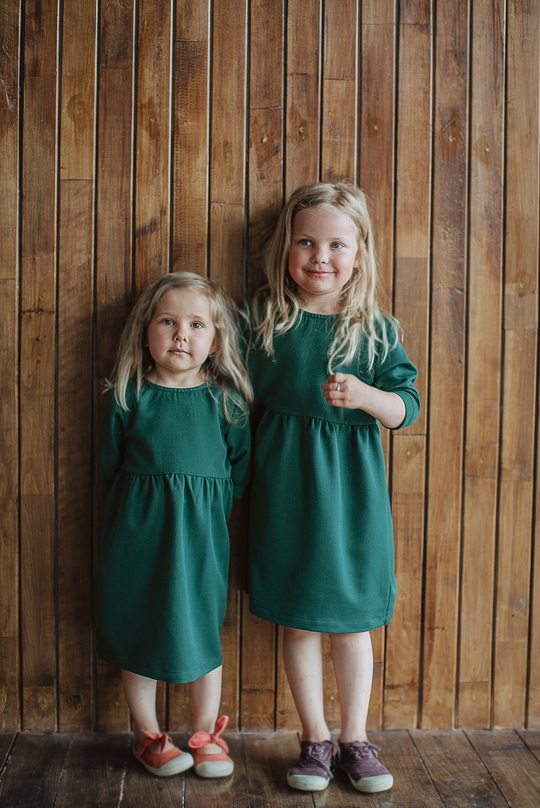 Платье  family look детское - зеленое
