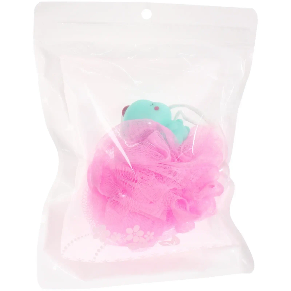 Мочалка-шар для тела полипропиленовая детская «Baby Boom - Дино Флаппи», цвет розовый, 20гр, d-11см