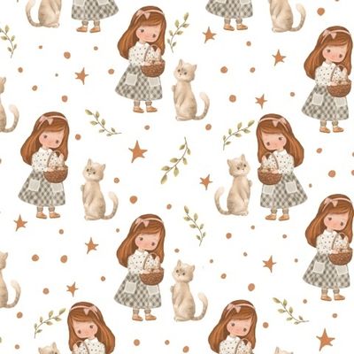 Девочка с корзинкой на белом фоне