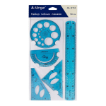 Набор чертежный Alingar, 30 см, пластиковый, 5 предметов, гибкий, 2 шкалы см, цвета ассорти, пакет ПВХ с европодвесом