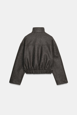 ZARA БОМБЕР ИЗ МЯГКОЙ ТКАНИ, ТЕМНО-КОРИЧНЕВЫЙ