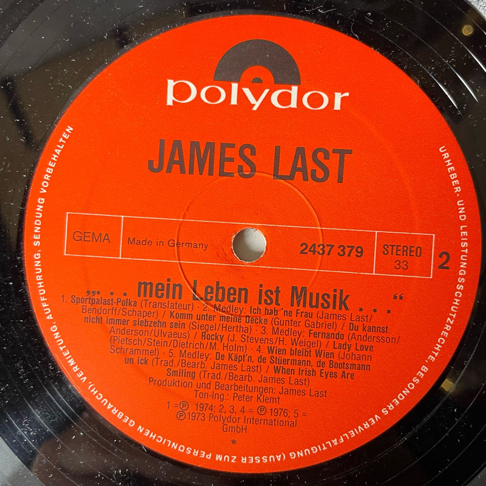 Винтажная виниловая пластинка LP James Last Джеймс Ласт, Mein Leben Ist Musik (Германия 1976)