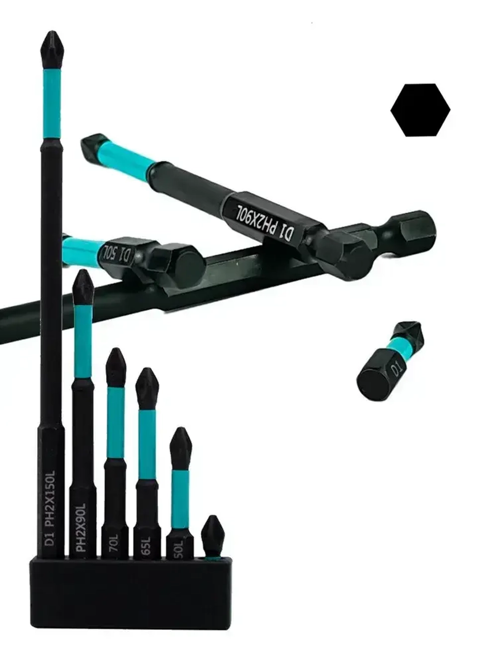 Биты магнитные усиленные PH2 для шуруповерта, 6шт