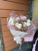 Букет из роз и гипсофил