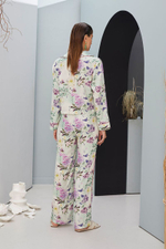 Стильная рубашка с цветочным рисунком (Размер: M) (Цвет: бежевый)