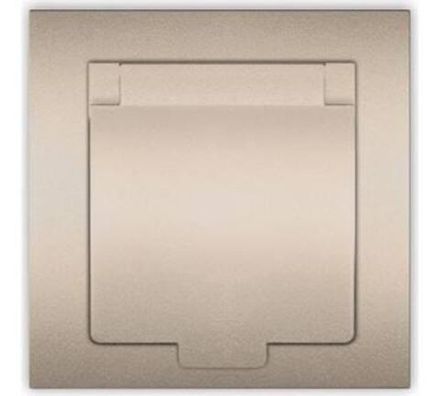 Розетка одноместная с крышкой "UNIVersal" серия "Афина"с/з, с/у, 16А, 220В, шампань (еврослот) (HU23