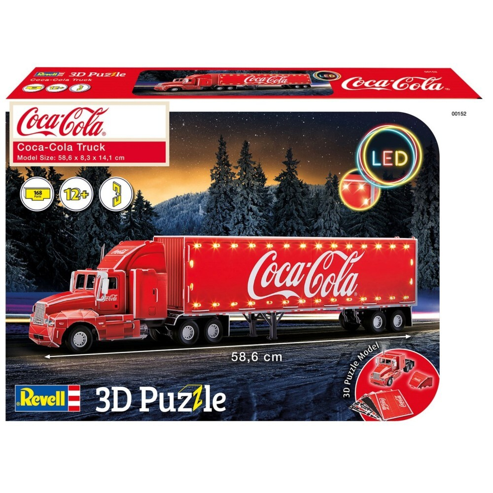 Revell - 3D пазл Грузовик Coca-Cola LED Edition 168 элементов. 00152 / артикул   00152  / GTIN 4009803001524
