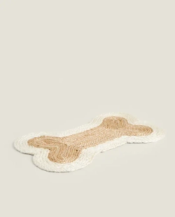 ZARA HOME ДЖУТОВЫЙ КОВРИК ДЛЯ ДОМАШНИХ ЖИВОТНЫХ В ФОРМЕ КОСТИ, СВЕТЛО-БЕЖЕВЫЙ