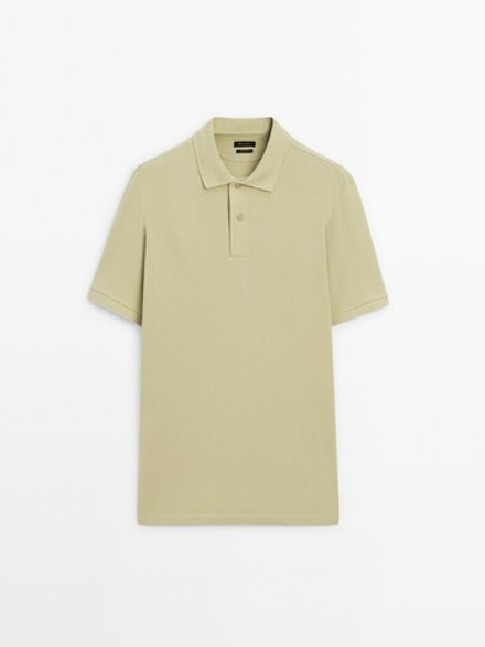 Massimo Dutti Поло из рельефного хлопкового пике, цвет зеленого яблока