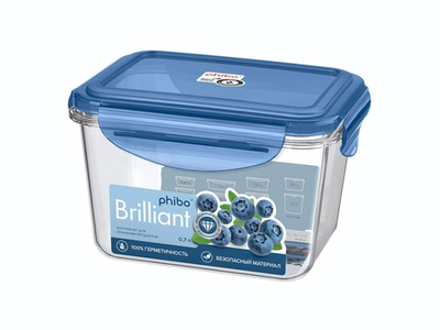 Контейнер 0,7л герметичный "BRILLIANT" прямоугольный (синий)