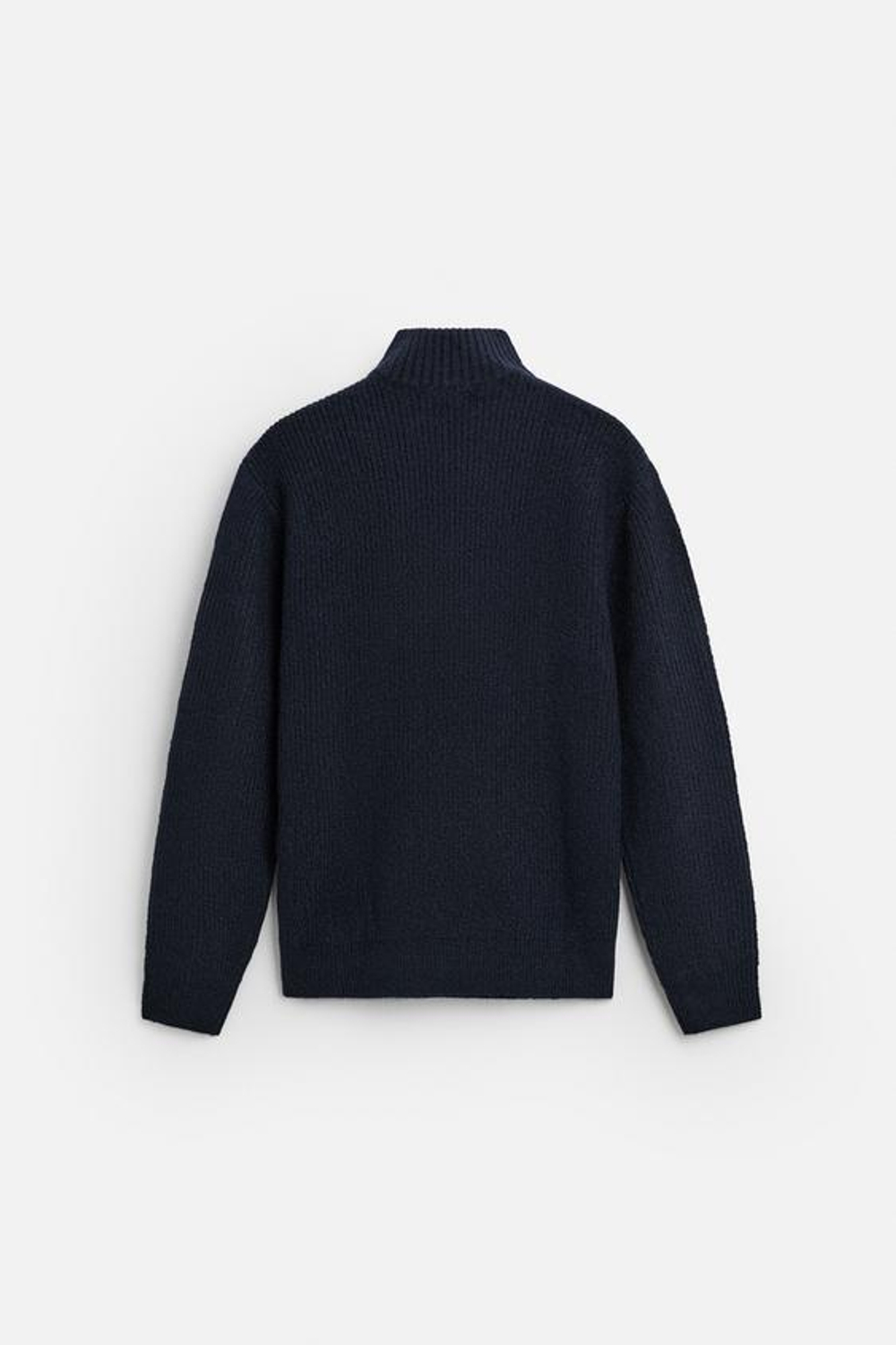 ZARA СВИТЕР ИЗ РЕЛЬЕФНОЙ ТКАНИ С ВОРОТНИКОМ НА МОЛНИИ, МОРСКОЙ СИНИЙ