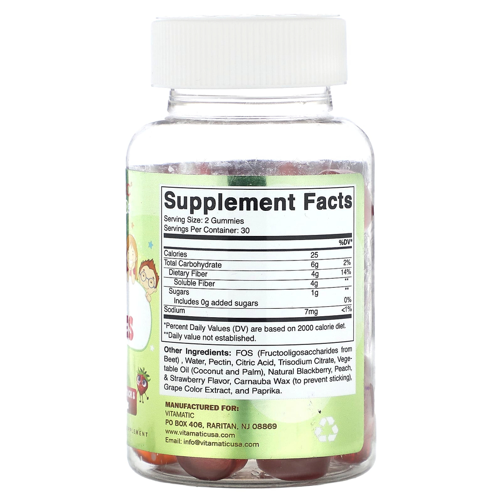 Vitamatic, Детские жевательные мармеладки, со вкусом ежевики, персика и клубники, 60 жевательных таблеток