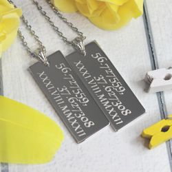 Парные жетоны с координатами и гравировкой на заказ