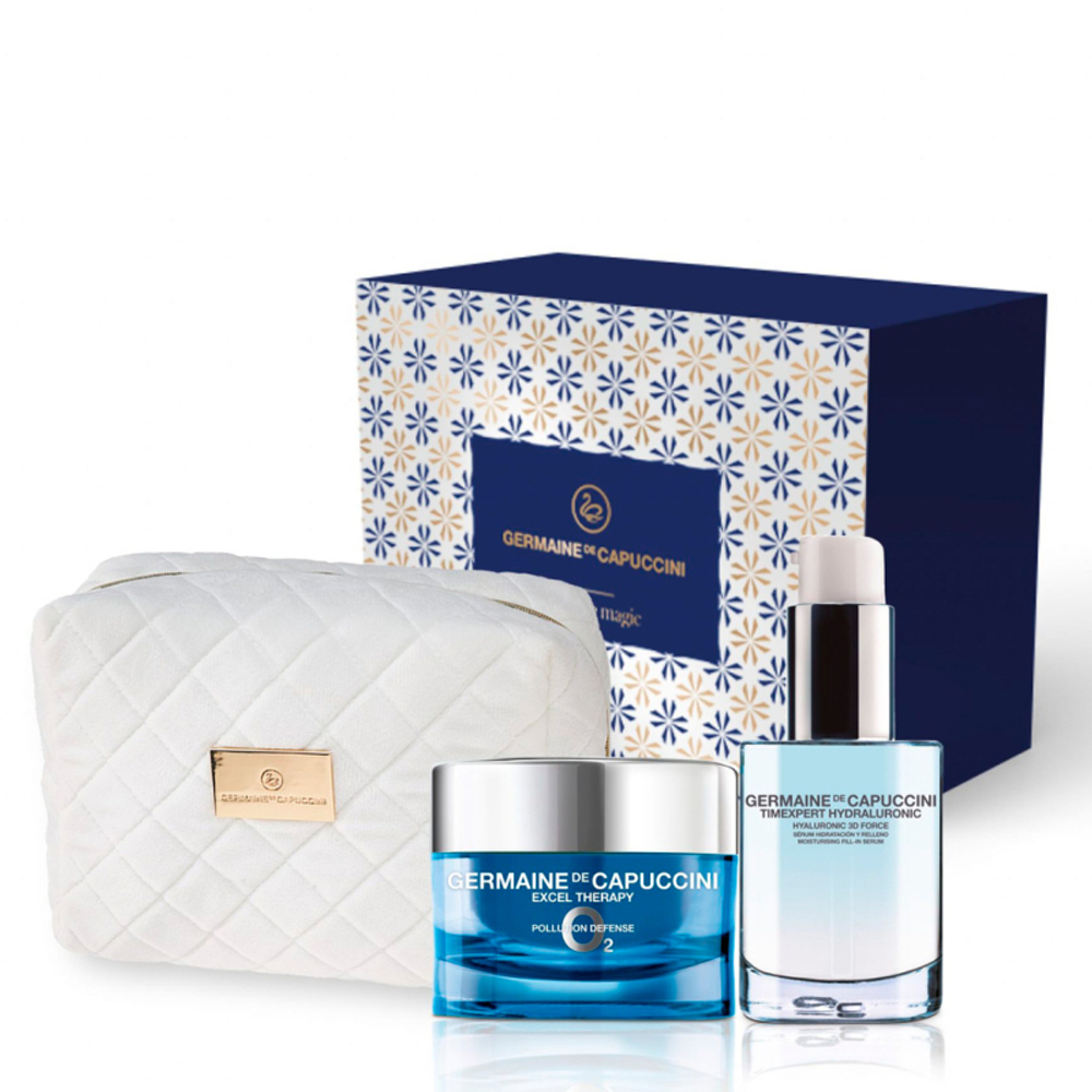 Germaine de Capuccini Excel Therapy НАБОР Сыворотка с гиалуроновой кислотой 3D Force TimExpert Hydraluronic Hyaluronic 30ml, + Крем восстанавливающий для лица Excel Therapy O2 50ml.