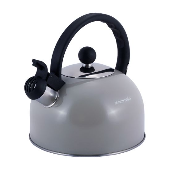Чайник 2,5 л из нержавеющей стали со свистком Kamille KM-0679 и черной бакелитовой ручкой