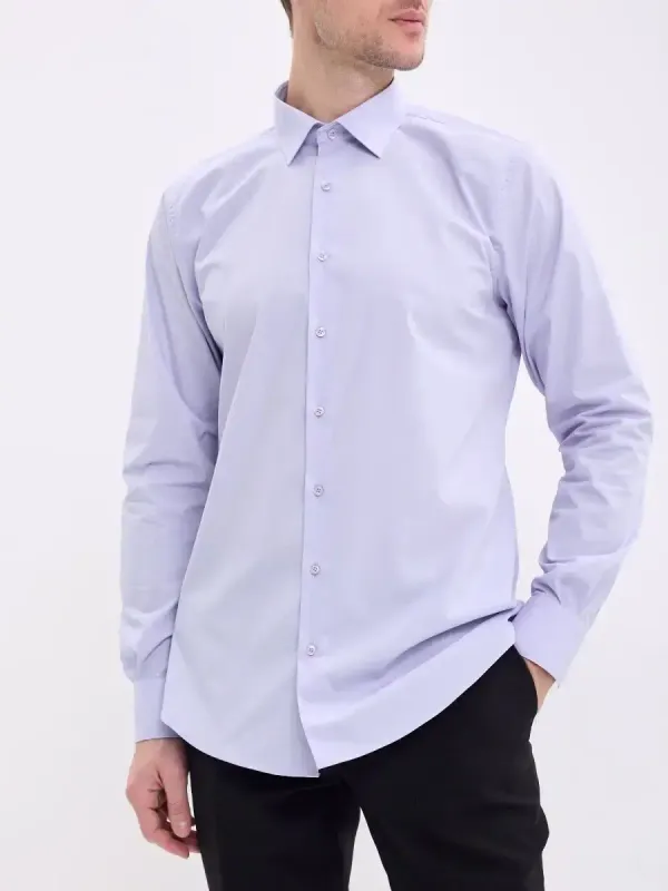 Рубашка на высокий рост LONG SLIM FIT с длинным рукавом, лавандовая