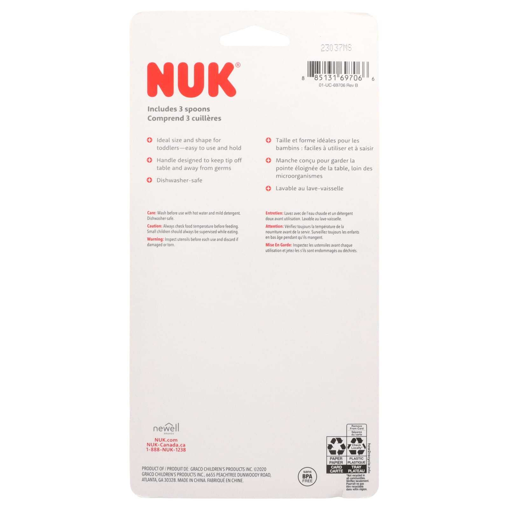 NUK, Набор ложек для столовых приборов для детей, от 18 месяцев, 3 шт.
