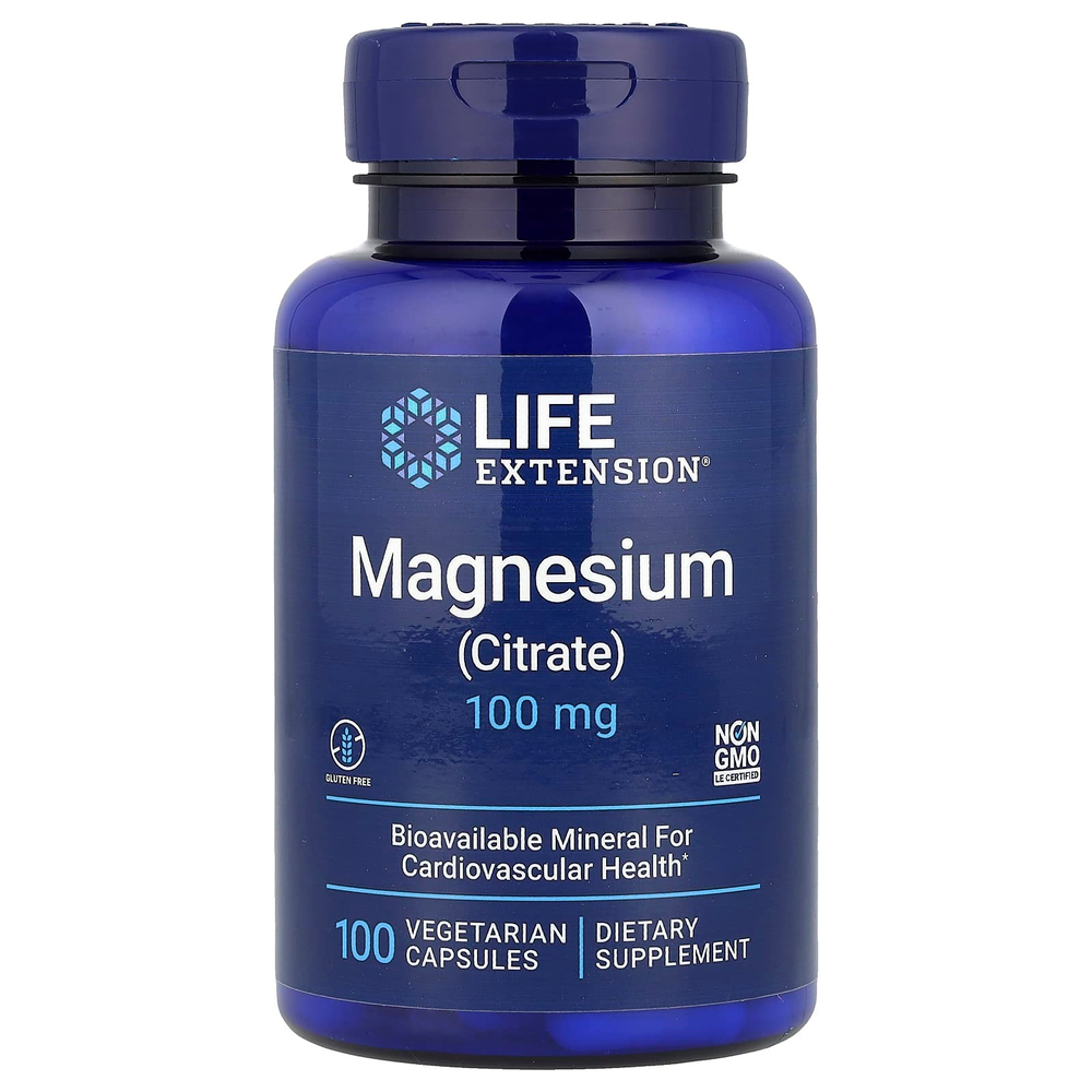 Life Extension, магний (цитрат), 100 мг, 100 вегетарианских капсул