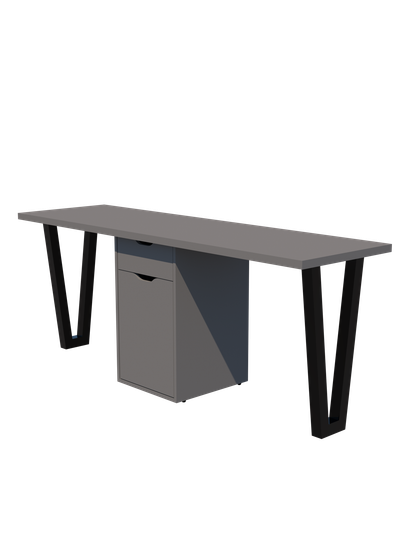 Стол ЛОФТ-2 /1900*750*550/ левый розовый кварц / белый