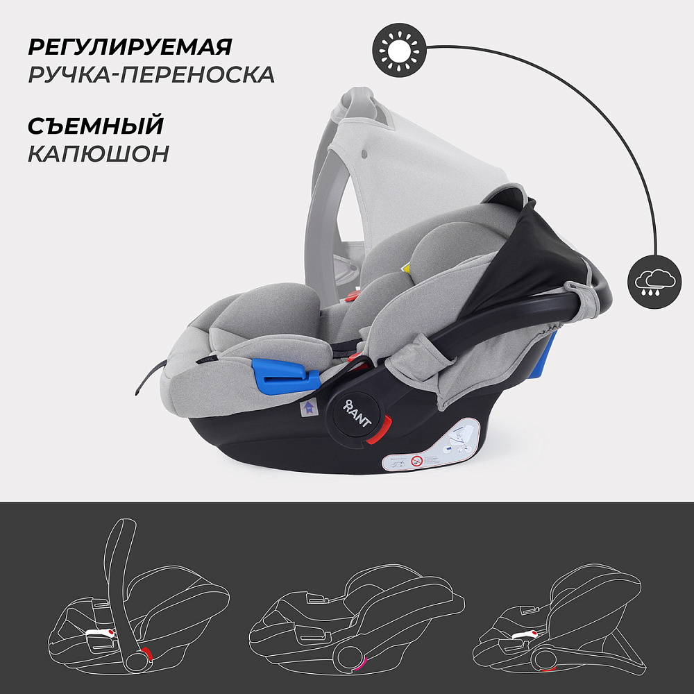 Детская коляска Rant Garda 3 в 1 с автокреслом Cruise Grey Black