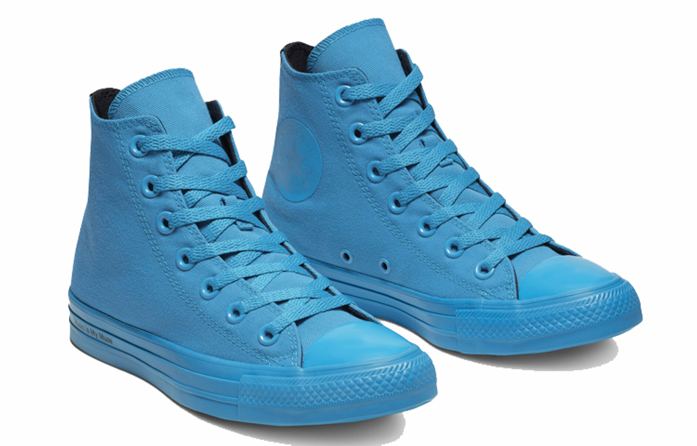 Converse All Star series High Top non-slip wear-resistant high-top canvas shoes for men and women with the same summer blue neon