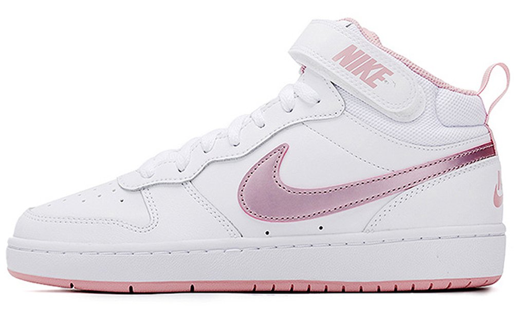 Nike Court Borough Mid 2 synthetic leather casual wrapped non-slip wear-resistant lightweight mid-top sneakers women's pink white