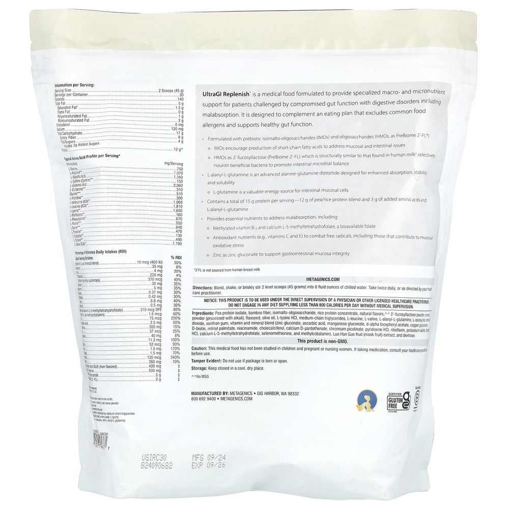 Metagenics, UltraGI Replenish®, шоколад, 1350 г (47,62 унции)