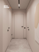 Скрытая дверь под покраску с черной кромкой, Дверь межкомнатная скрытого монтажа Invisible Revers, Левая