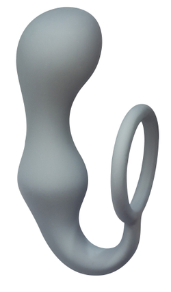 Эрекционное кольцо с анальной пробкой Double Pleasure Anal Plug Grey 4217-02Lola