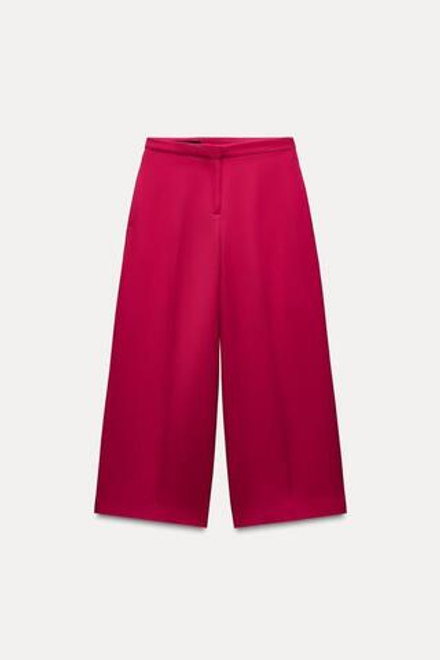 ZARA БРЮКИ-КЮЛОТЫ С ВЫСОКОЙ ПОСАДКОЙ, ЦВЕТ БУРГУНДСКОГО ВИНА