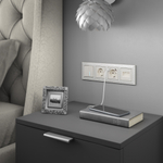 Накладка для двойной розетки Еthernet RJ-45 (перламутровый рифленый)