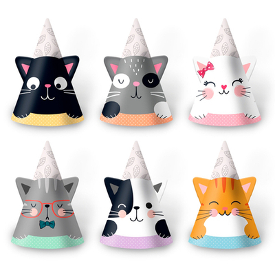 Колпаки "Кошки с ушками" 16 см 6 шт