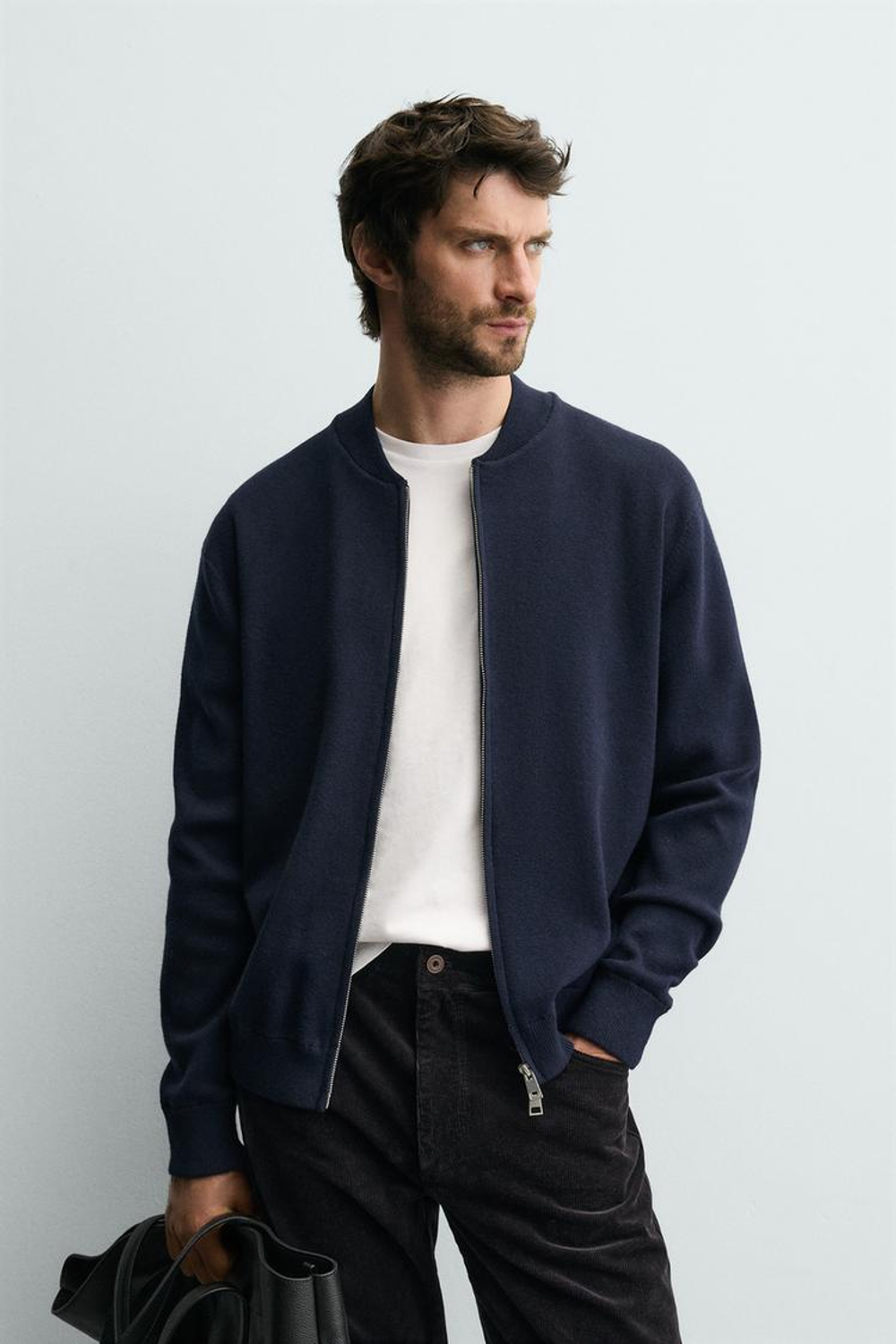 ZARA КАРДИГАН ИЗ СМЕСОВОГО ХЛОПКА, МОРСКОЙ СИНИЙ