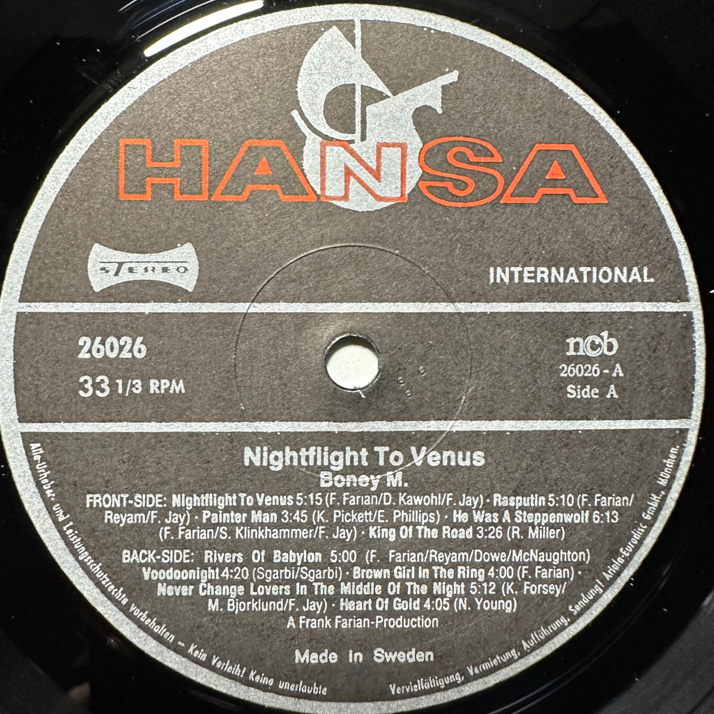 Boney M. - Nightflight To Venus (Швеция 1978г.)