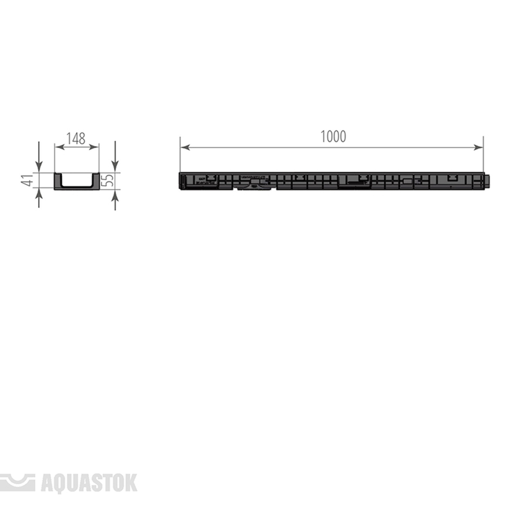 Лоток водоотводный пластиковый NORMA PLASTIK DN100 H55