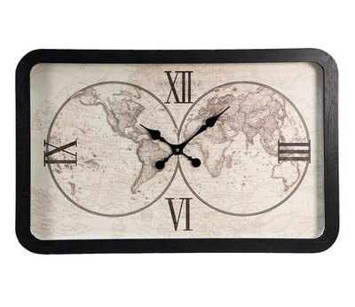 Часы "Карта" 80x6x51см/1xAA Металл, МДФ, стекло