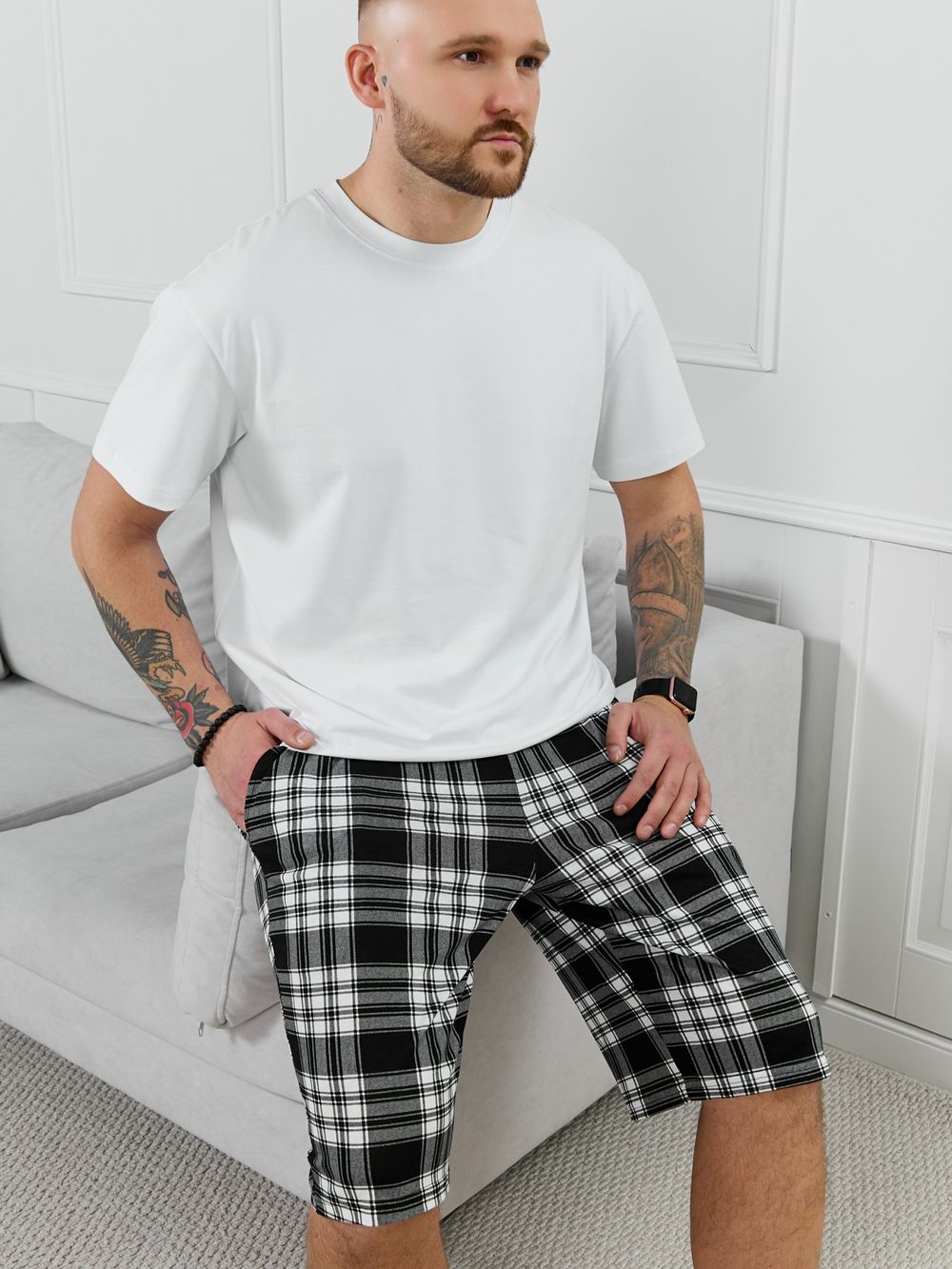 Шорты мужские Тор-2.1 Виотекс КЛЕТКА ЧЕРНАЯ