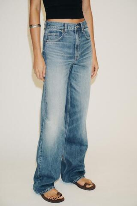ZARA ДЖИНСЫ TRF WIDE-LEG FULL LENGTH С ВЫСОКОЙ ПОСАДКОЙ, СИНИЙ