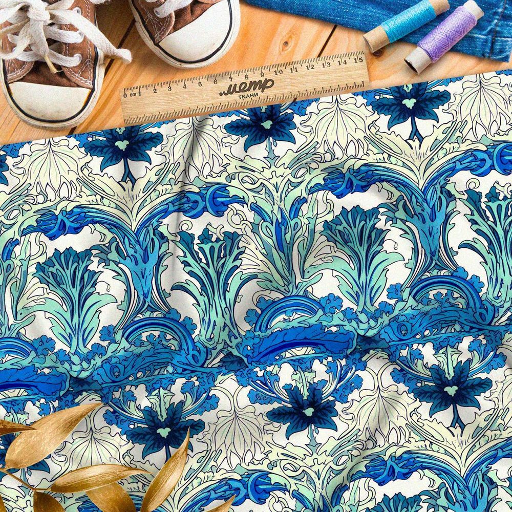 Ткань премиум интерлок орнаментальные взлеты