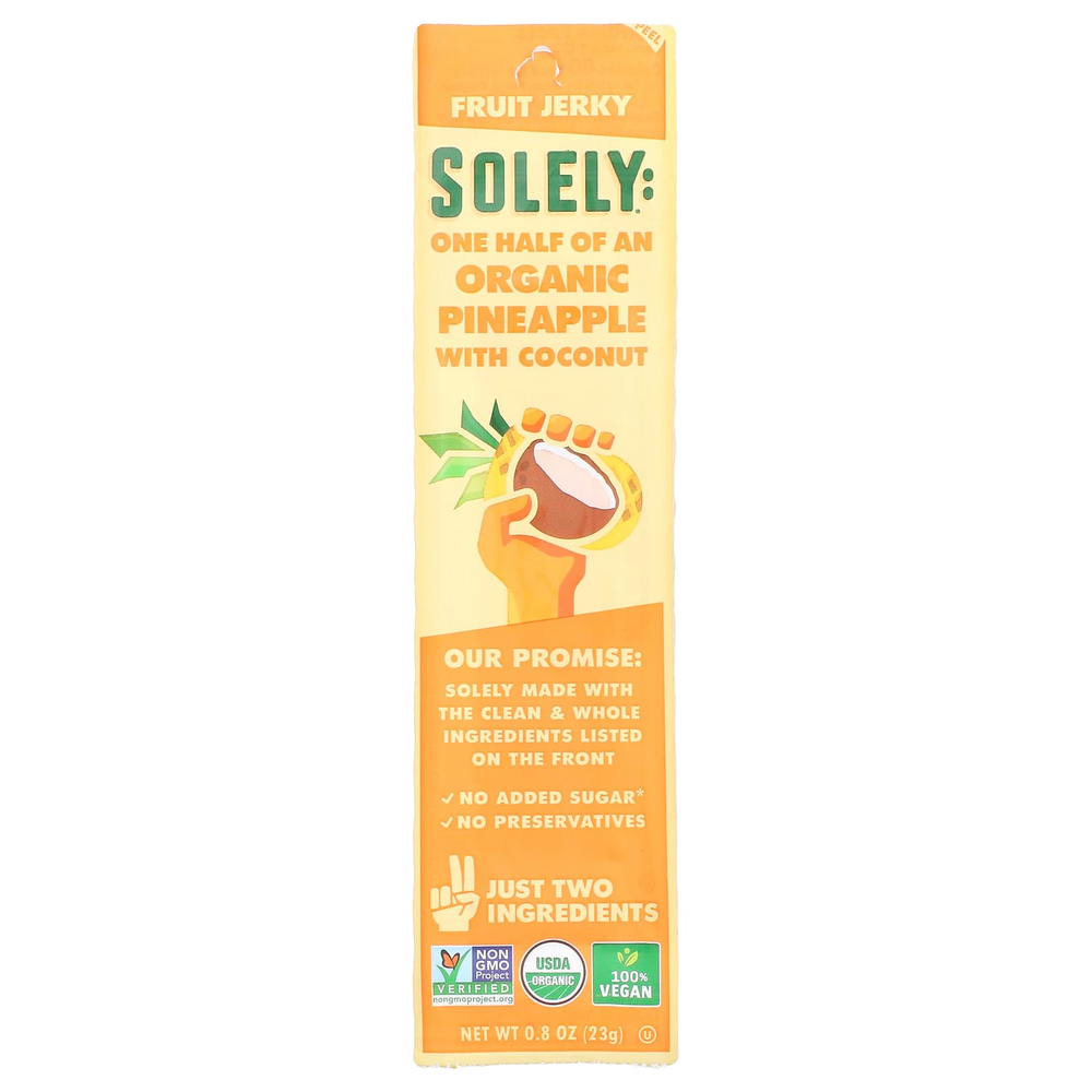 Solely, Fruit Jerky, органический ананас с кокосом, 23 г (0,8 унции)