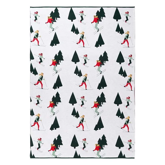 Плед из хлопка с новогодним рисунком let's ski из коллекции new year essential, 130x180 см