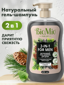 ГЕЛЬ-ШАМПУНЬ ДЛЯ ДУША BIOMIO МЯТА И КЕДР МУЖ 650МЛ