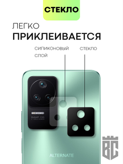 Стекло на камеру BROSCORP для Poco F4 оптом (арт. XM-PF4-3D-CAM-GLASS-BLACK)